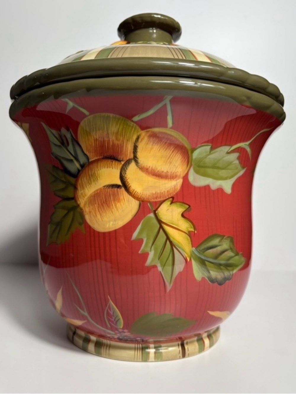 Tracy Porter Octavia Hill Garden Painted Fruit and Floral Cookie Jar